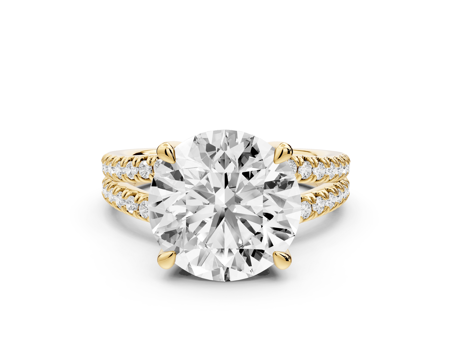 Liora - 5ct 14k yellow gold round Hidden Halo Micro Pavé Split Shank Engagement Ring - Mr. Alex Jewelry