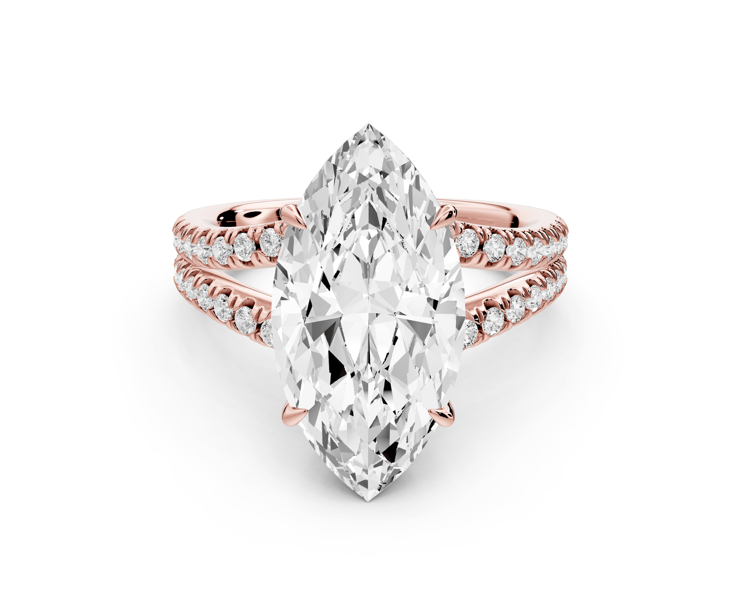 Liora - 5ct 18k rose gold marquise Hidden Halo Micro Pavé Split Shank Engagement Ring - Mr. Alex Jewelry