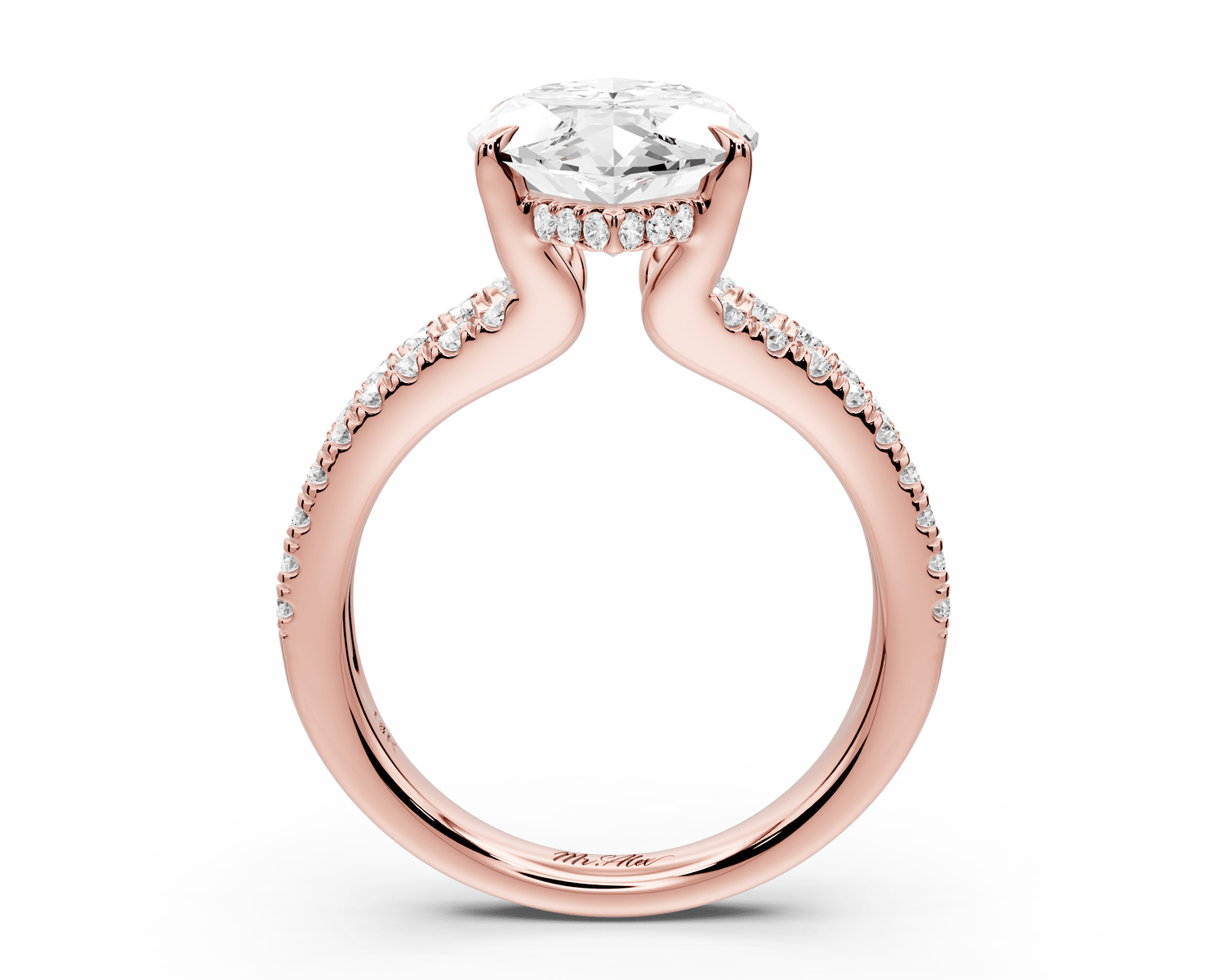 Liora - 5ct 18k rose gold marquise Hidden Halo Micro Pavé Split Shank Engagement Ring - Mr. Alex Jewelry