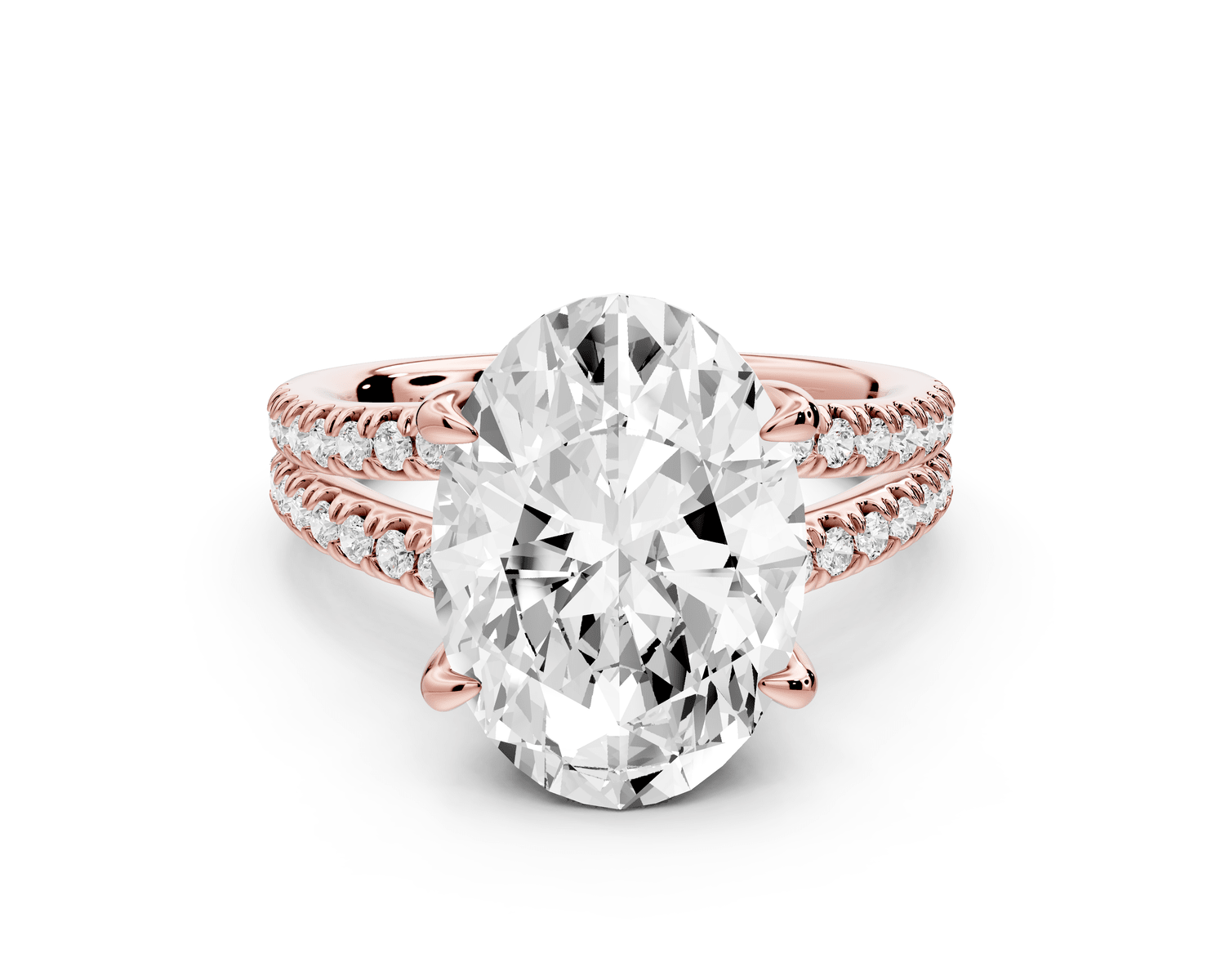 Liora - 5ct 18k rose gold oval Hidden Halo Micro Pavé Split Shank Engagement Ring - Mr. Alex Jewelry