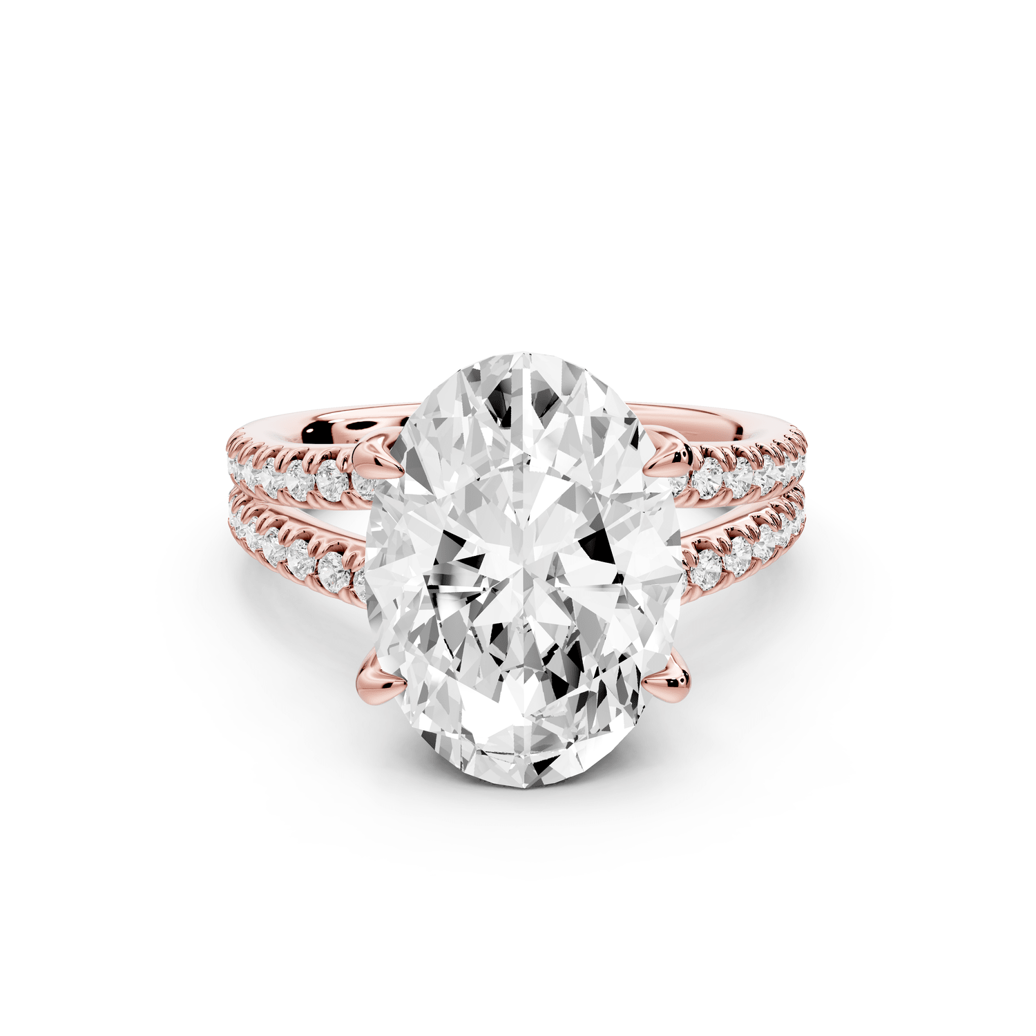 Liora - 5ct 18k rose gold oval Hidden Halo Micro Pavé Split Shank Engagement Ring - Mr. Alex Jewelry