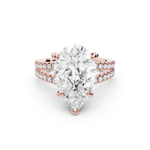 Liora - 5ct 18k rose gold pear Hidden Halo Micro Pavé Split Shank Engagement Ring - Mr. Alex Jewelry