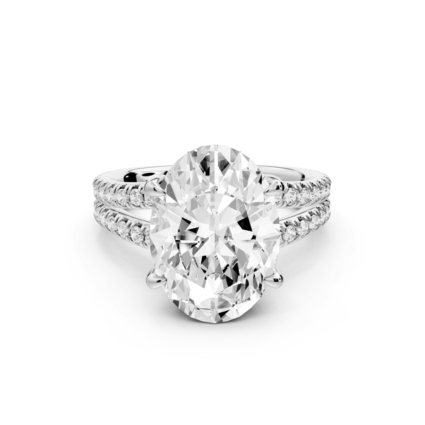 Liora - 5ct 18k white gold oval Hidden Halo Micro Pavé Split Shank Engagement Ring - Mr. Alex Jewelry