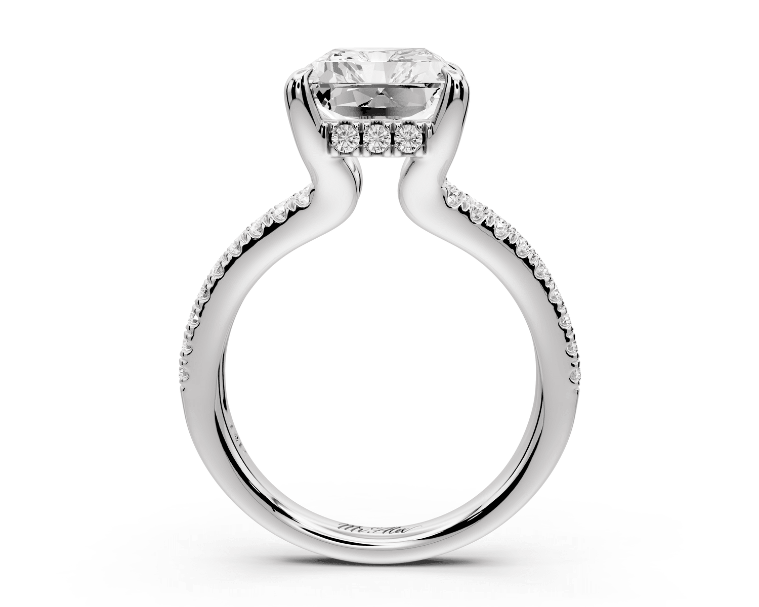 Liora - 5ct 18k white gold radiant Hidden Halo Micro Pavé Split Shank Engagement Ring - Mr. Alex Jewelry
