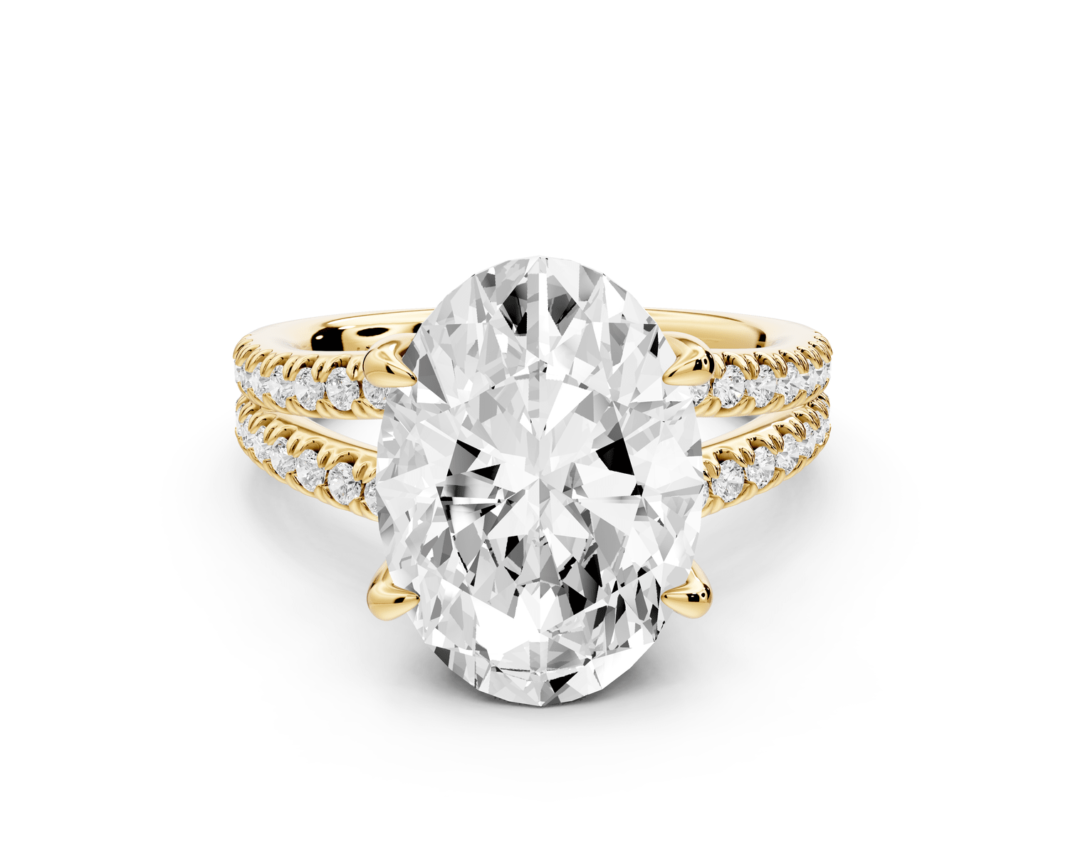 Liora - 5ct 18k yellow gold oval Hidden Halo Micro Pavé Split Shank Engagement Ring - Mr. Alex Jewelry
