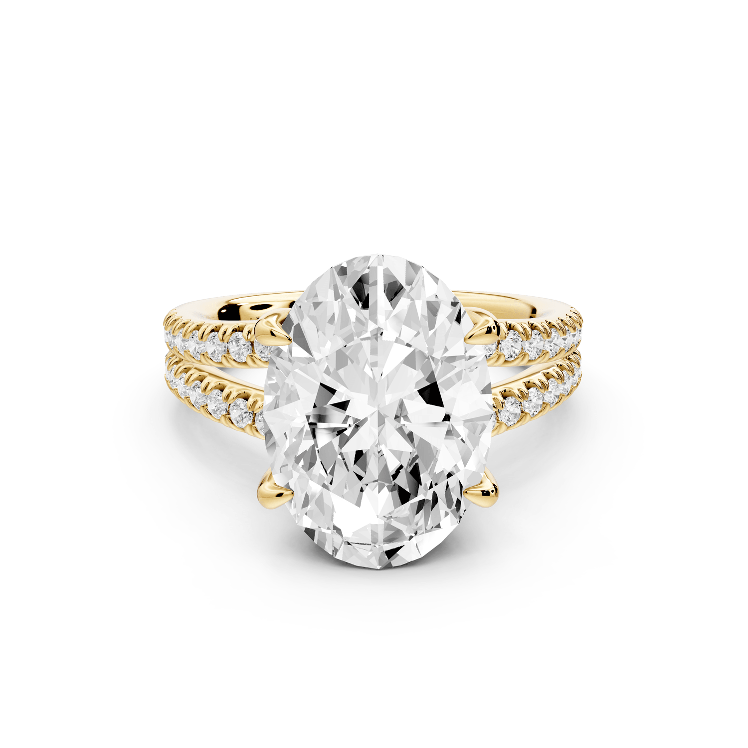 Liora - 5ct 18k yellow gold oval Hidden Halo Micro Pavé Split Shank Engagement Ring - Mr. Alex Jewelry