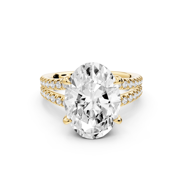 Liora - 5ct 18k yellow gold oval Hidden Halo Micro Pavé Split Shank Engagement Ring - Mr. Alex Jewelry