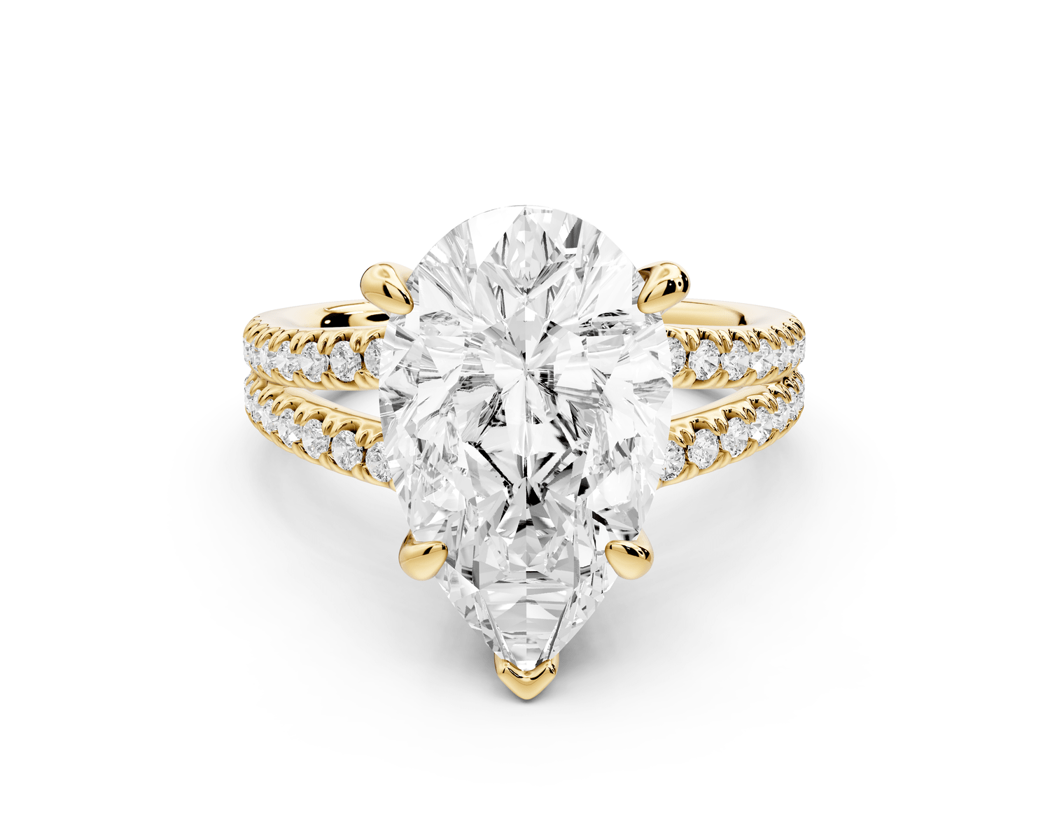 Liora - 5ct 18k yellow gold pear Hidden Halo Micro Pavé Split Shank Engagement Ring - Mr. Alex Jewelry