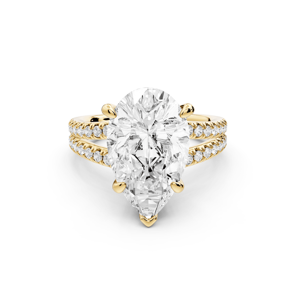 Liora - 5ct 18k yellow gold pear Hidden Halo Micro Pavé Split Shank Engagement Ring - Mr. Alex Jewelry