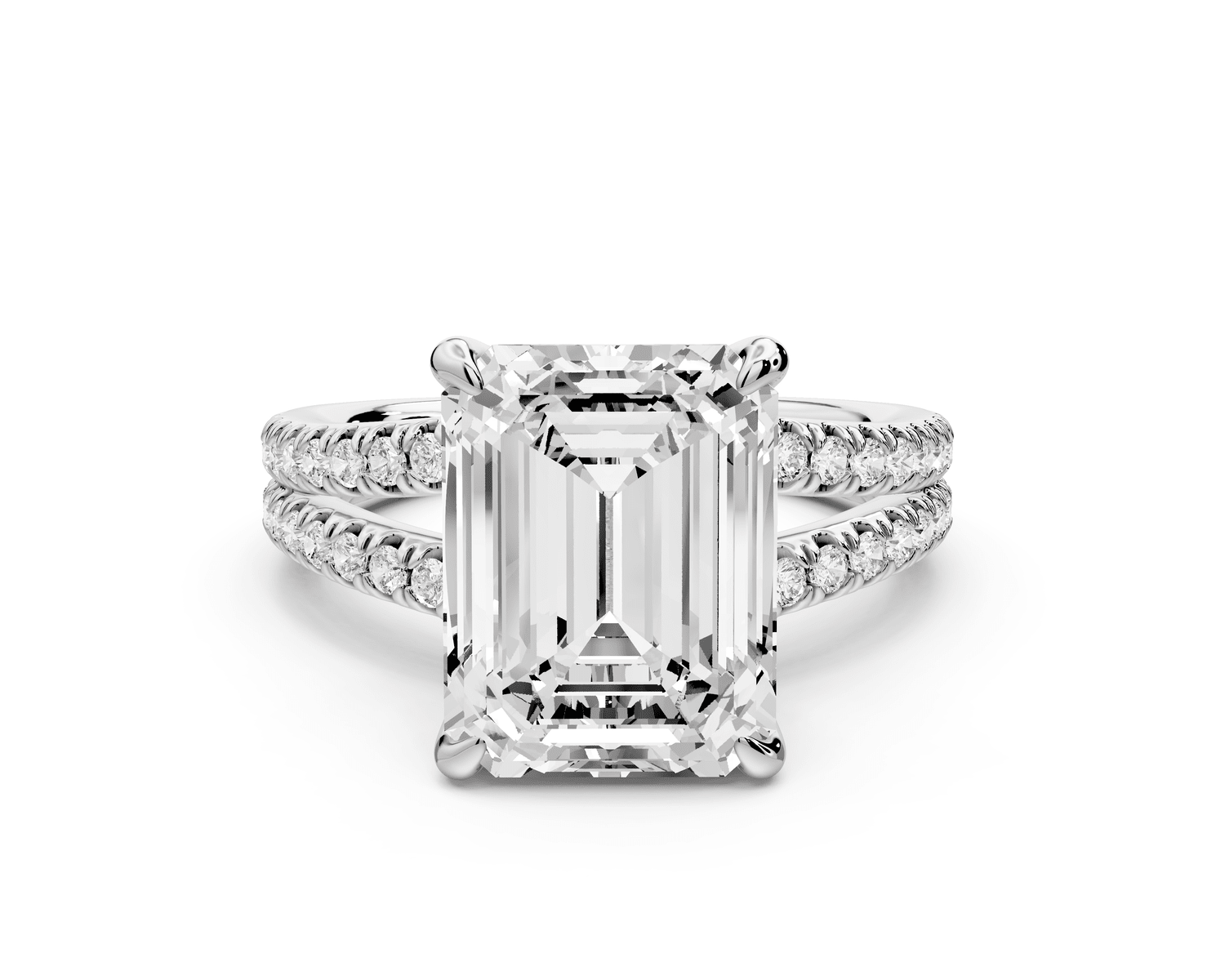 Liora - 5ct platinum emerald Hidden Halo Micro Pavé Split Shank Engagement Ring - Mr. Alex Jewelry