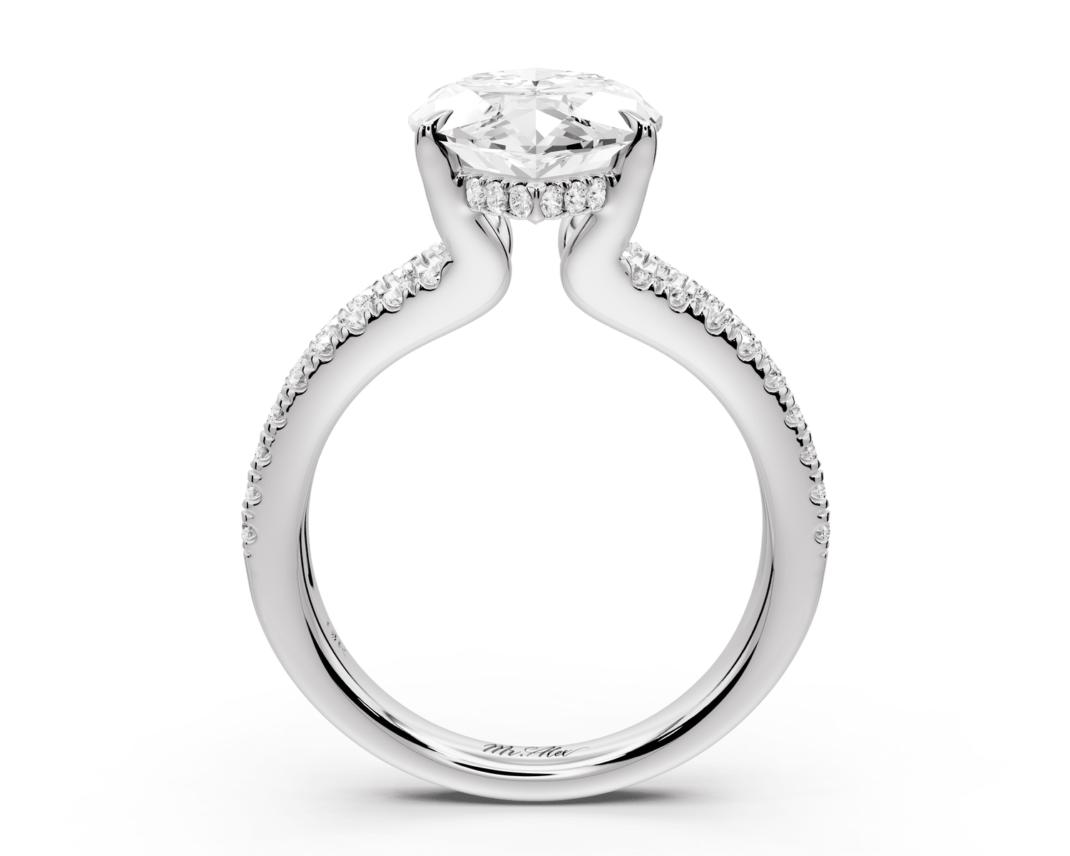 Liora - 5ct platinum marquise Hidden Halo Micro Pavé Split Shank Engagement Ring - Mr. Alex Jewelry