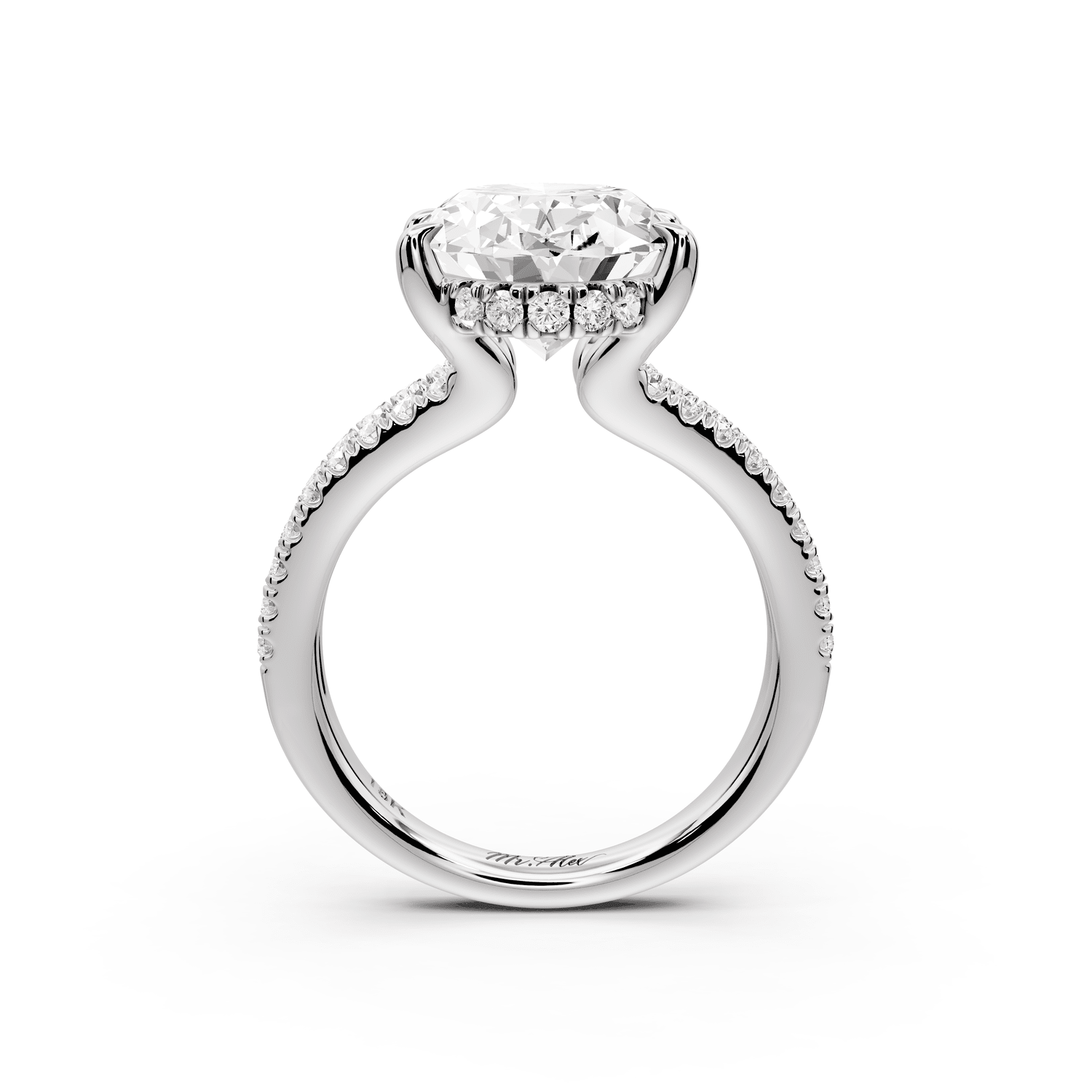 Liora - 5ct platinum oval Hidden Halo Micro Pavé Split Shank Engagement Ring - Mr. Alex Jewelry