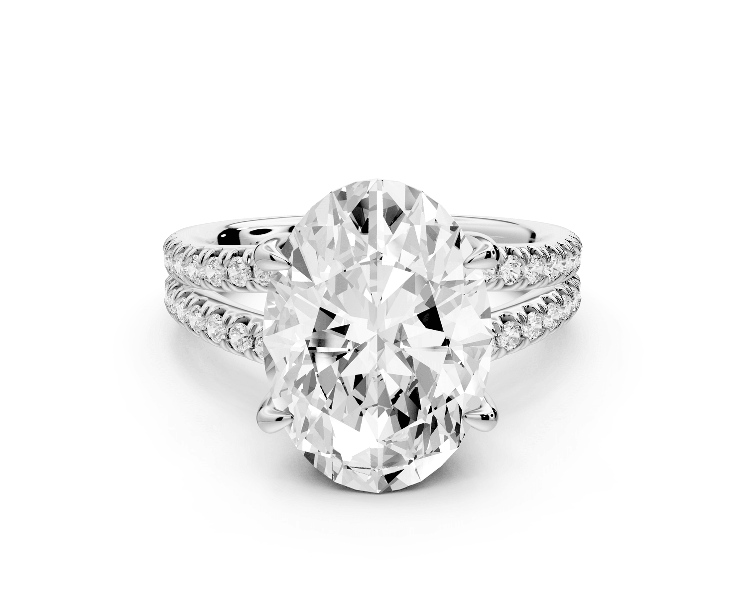 Liora - 5ct platinum oval Hidden Halo Micro Pavé Split Shank Engagement Ring - Mr. Alex Jewelry