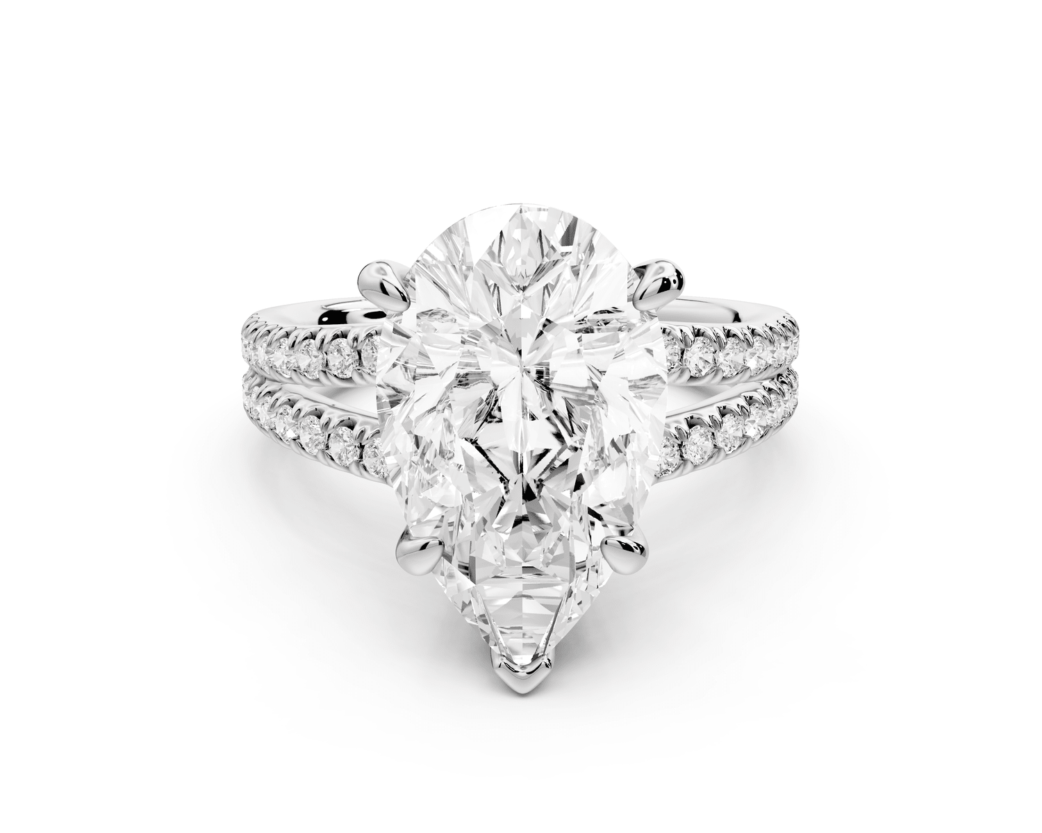 Liora - 5ct platinum pear Hidden Halo Micro Pavé Split Shank Engagement Ring - Mr. Alex Jewelry