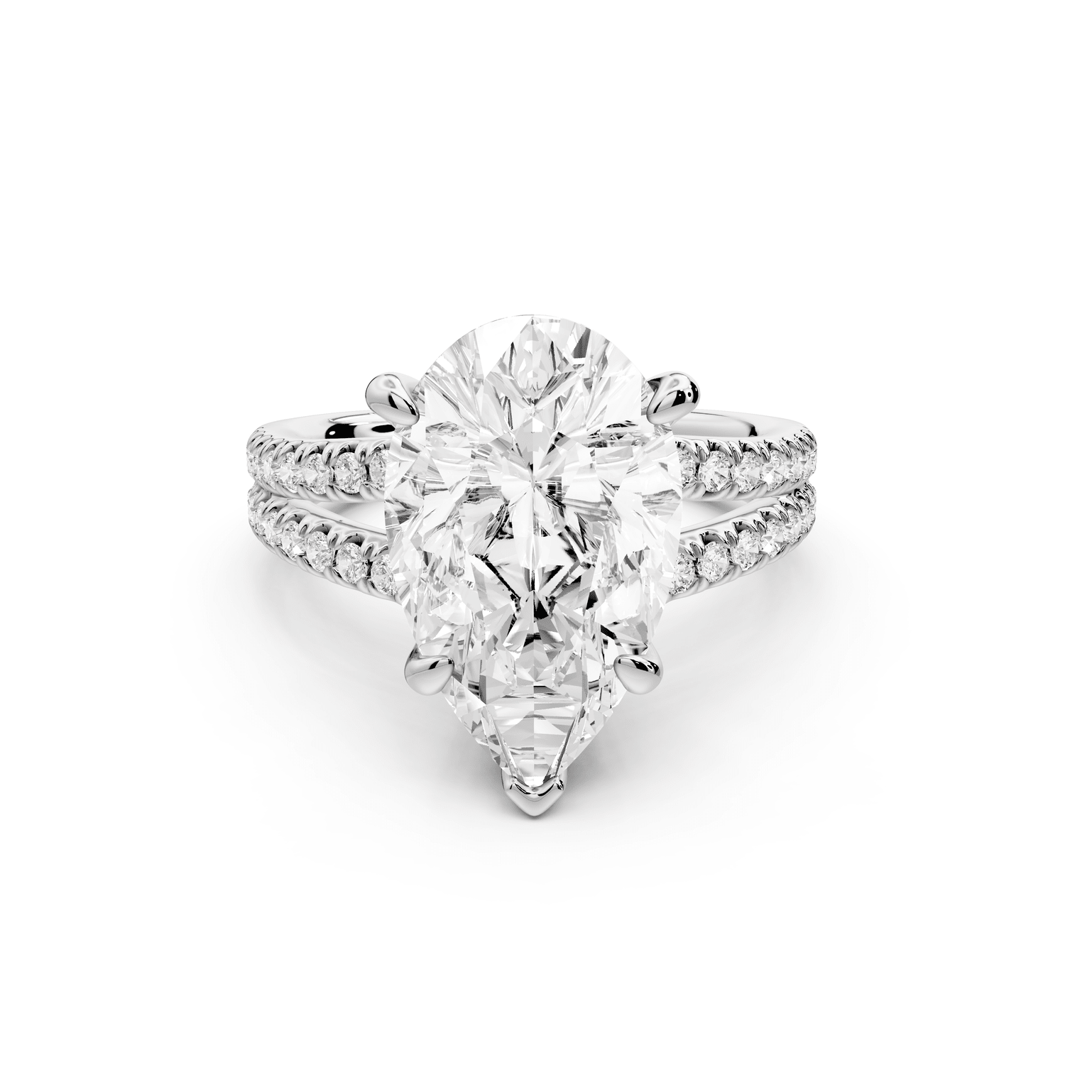 Liora - 5ct platinum pear Hidden Halo Micro Pavé Split Shank Engagement Ring - Mr. Alex Jewelry