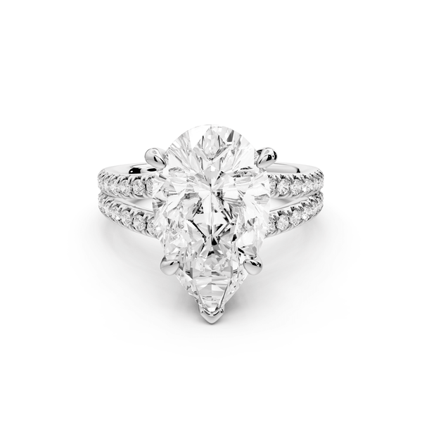 Liora - 5ct platinum pear Hidden Halo Micro Pavé Split Shank Engagement Ring - Mr. Alex Jewelry