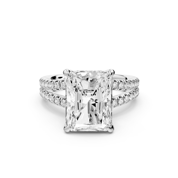 Liora - 5ct platinum radiant Hidden Halo Micro Pavé Split Shank Engagement Ring - Mr. Alex Jewelry