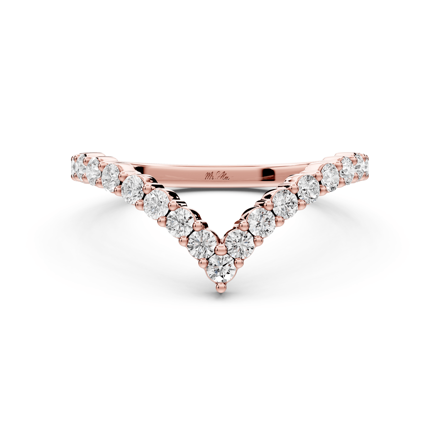 Loriel - 0.46ct 18k rose gold Chevron Diamond Wedding Band Ring - Mr. Alex Jewelry