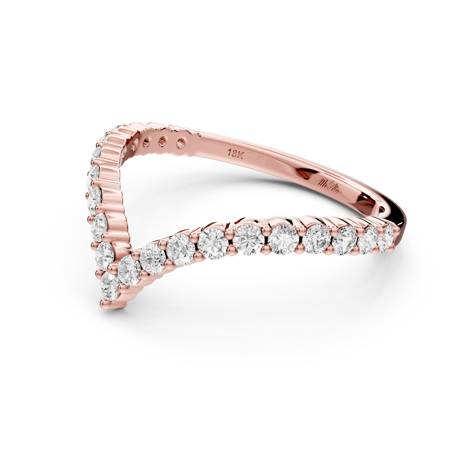 Loriel - 0.46ct 18k rose gold Chevron Diamond Wedding Band Ring - Mr. Alex Jewelry