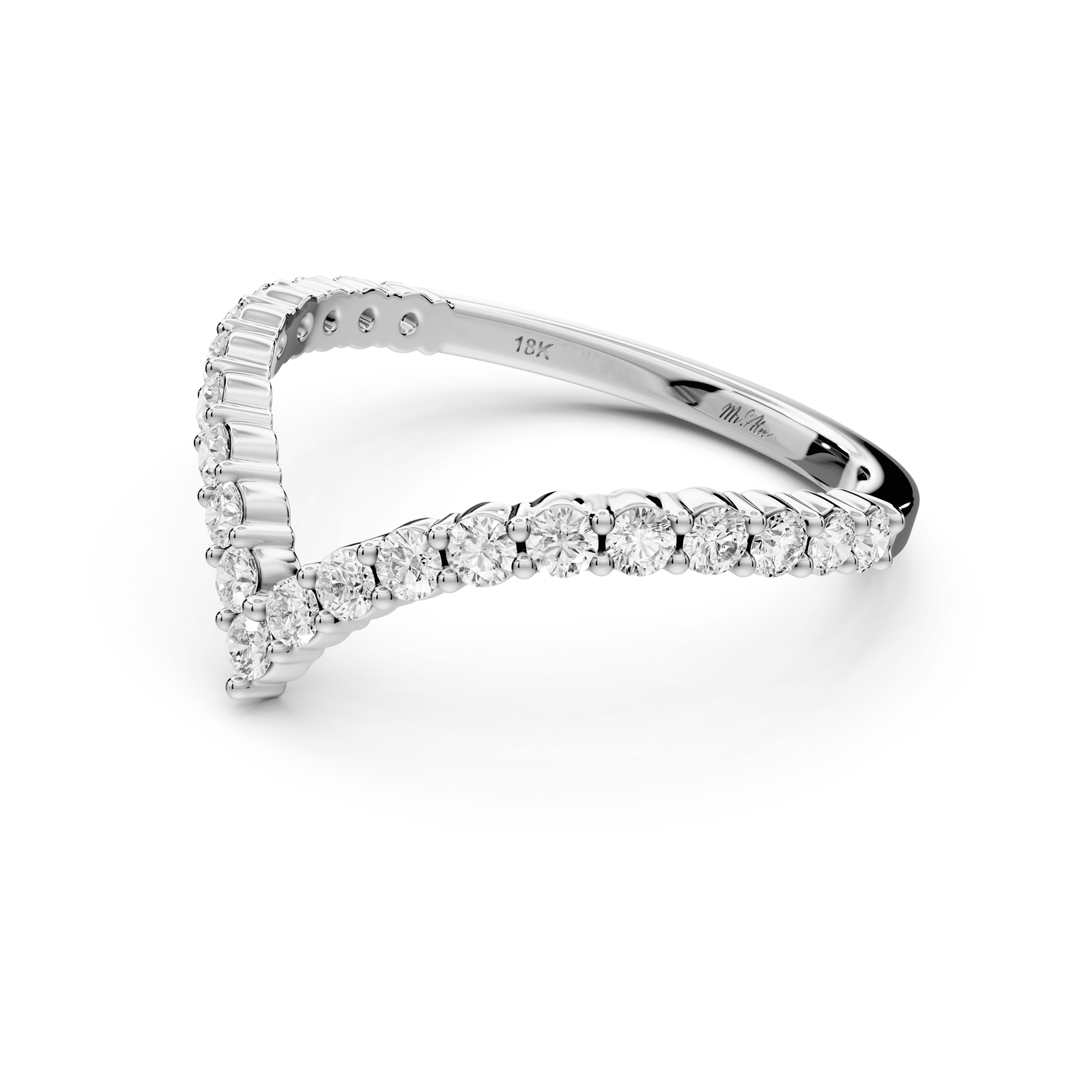 Loriel - 0.46ct 18k white gold Chevron Diamond Wedding Band Ring - Mr. Alex Jewelry