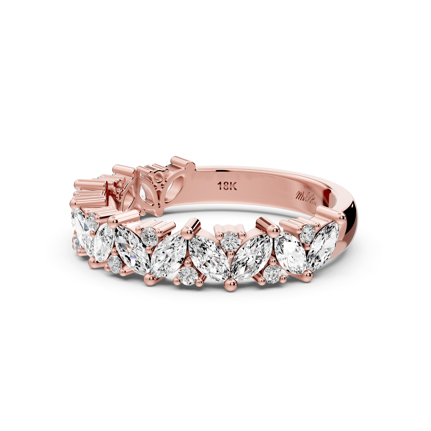 Lucia - 0.84ct 14k rose gold Marquise Cluster Diamond Eternity Band Ring - Mr. Alex Jewelry