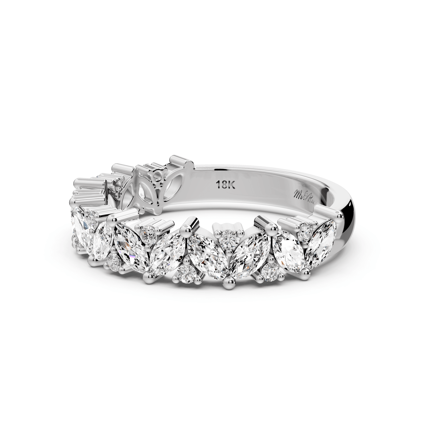 Lucia - 0.84ct 14k white gold Marquise Cluster Diamond Eternity Band Ring - Mr. Alex Jewelry