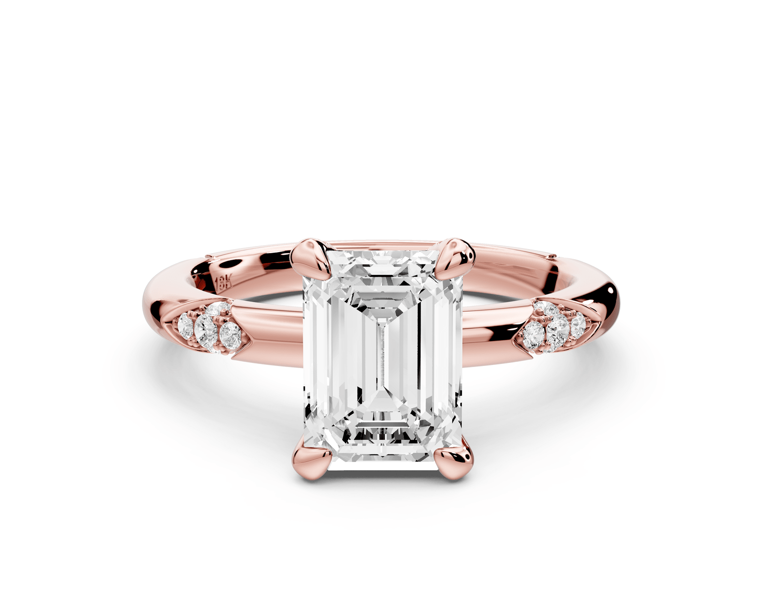 Luna - 2ct 14k rose gold emerald Diamond Crown with Flush - Set Diamond Clusters Engagement Ring - Mr. Alex Jewelry