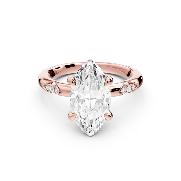 Luna - 2ct 14k rose gold marquise Diamond Crown with Flush - Set Diamond Clusters Engagement Ring - Mr. Alex Jewelry