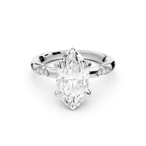 Luna - 2ct 14k white gold marquise Diamond Crown with Flush - Set Diamond Clusters Engagement Ring - Mr. Alex Jewelry