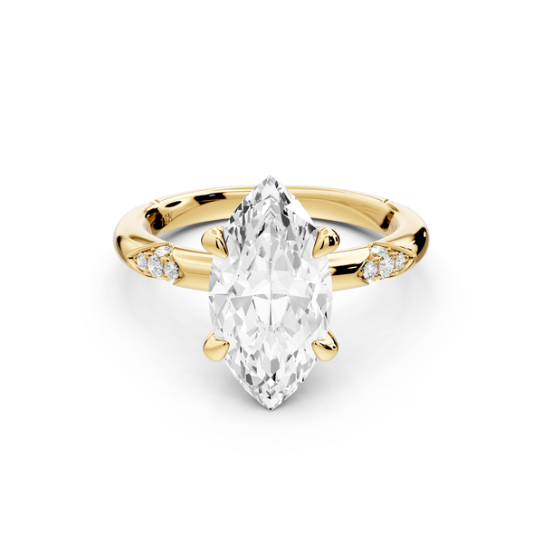 Luna - 2ct 14k yellow gold marquise Diamond Crown with Flush - Set Diamond Clusters Engagement Ring - Mr. Alex Jewelry
