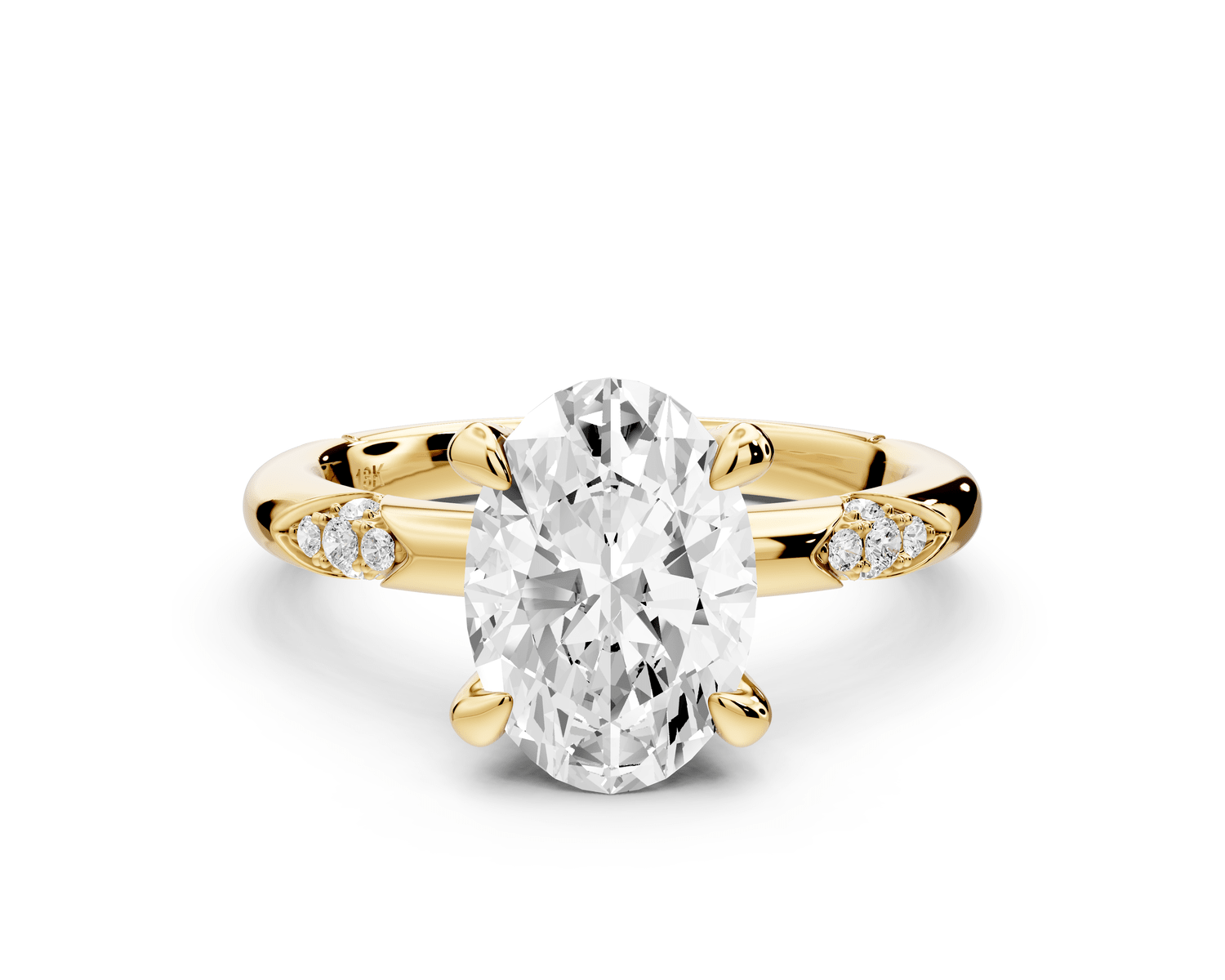 Luna - 2ct 14k yellow gold oval Diamond Crown with Flush - Set Diamond Clusters Engagement Ring - Mr. Alex Jewelry