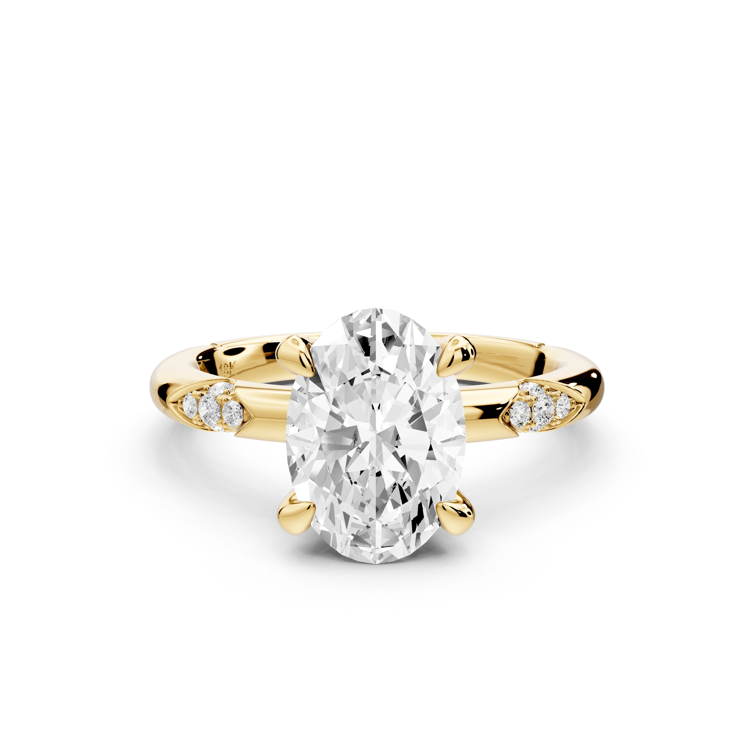Luna - 2ct 14k yellow gold oval Diamond Crown with Flush - Set Diamond Clusters Engagement Ring - Mr. Alex Jewelry
