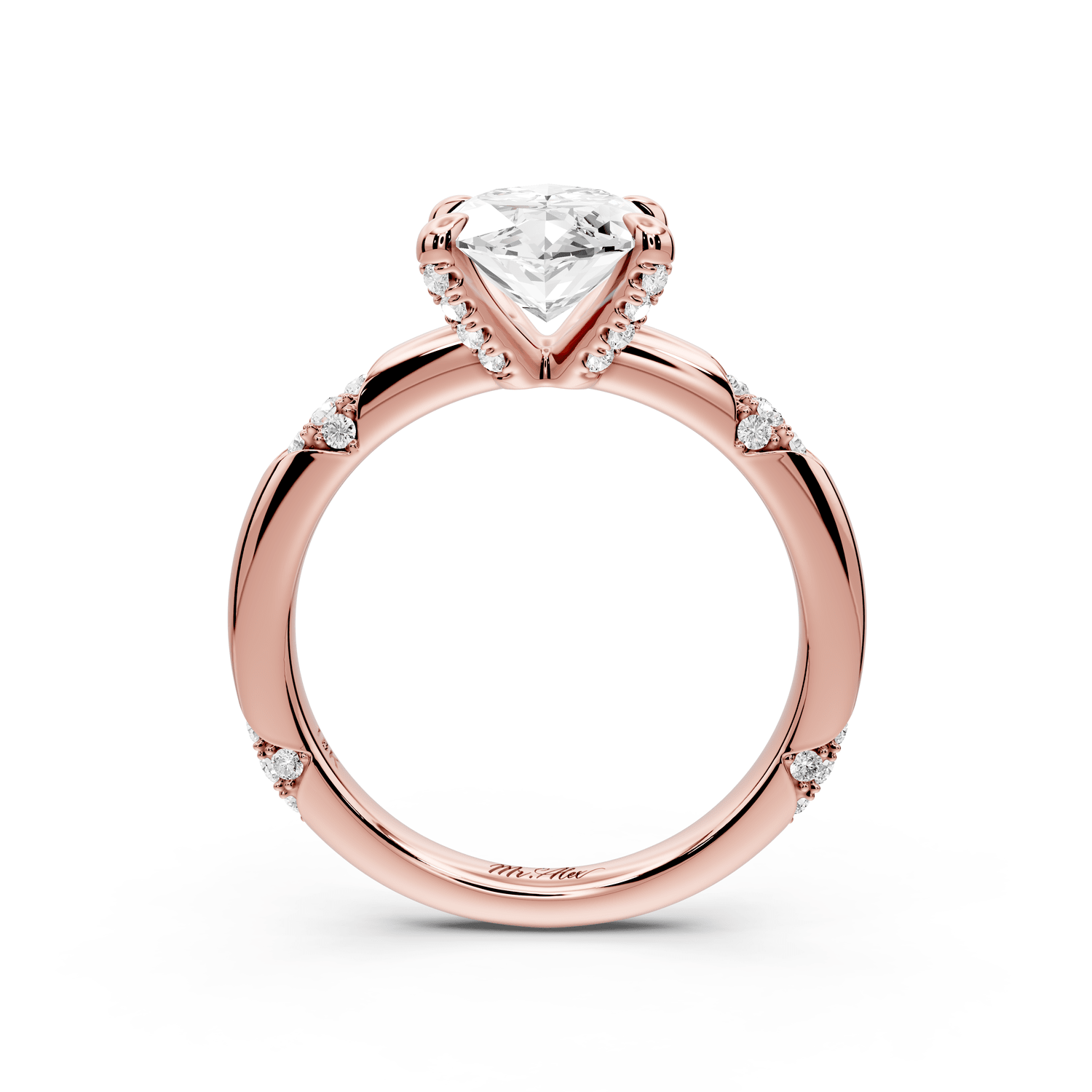 Luna - 2ct 18k rose gold marquise Diamond Crown with Flush - Set Diamond Clusters Engagement Ring - Mr. Alex Jewelry