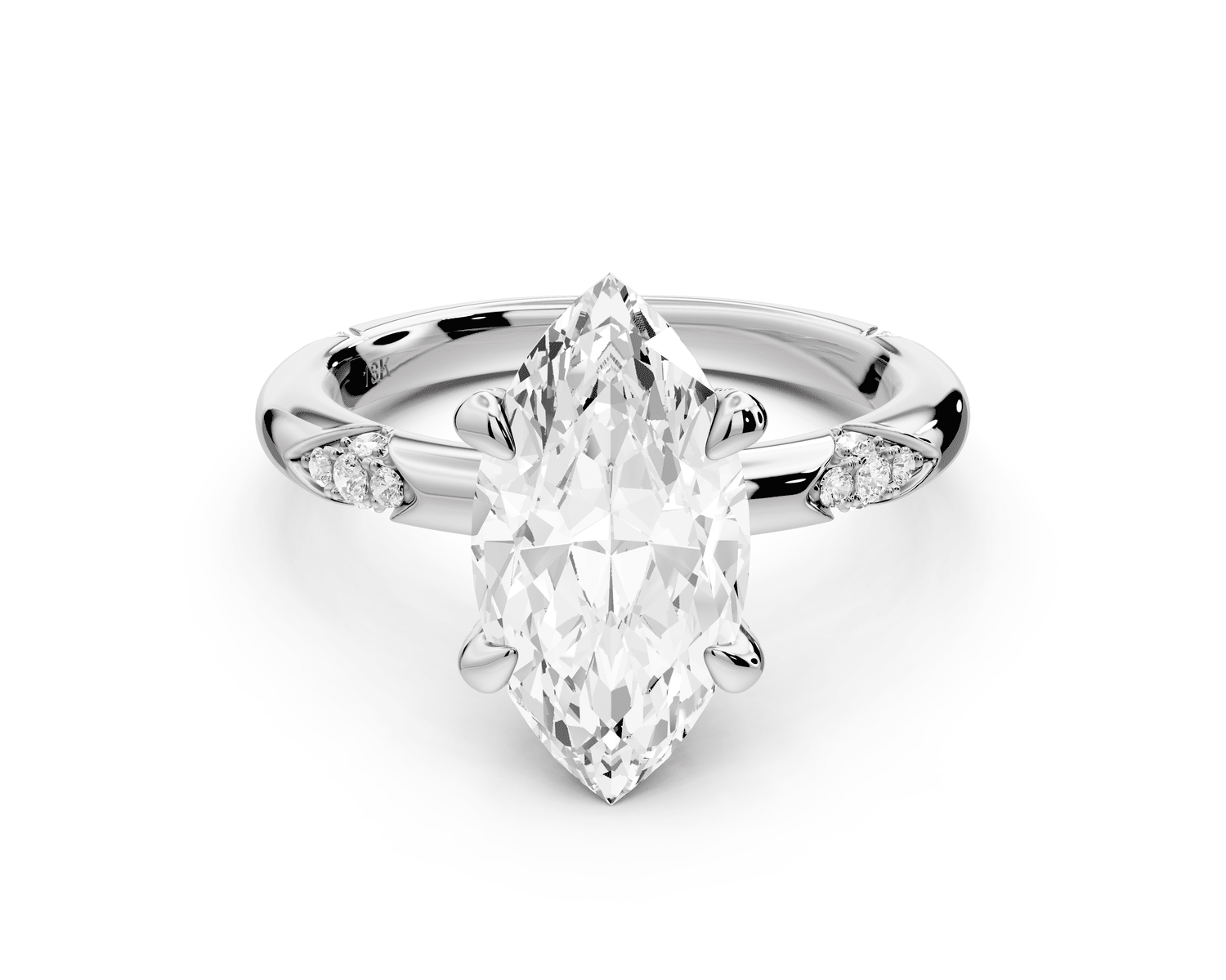 Luna - 2ct platinum marquise Diamond Crown with Flush - Set Diamond Clusters Engagement Ring - Mr. Alex Jewelry