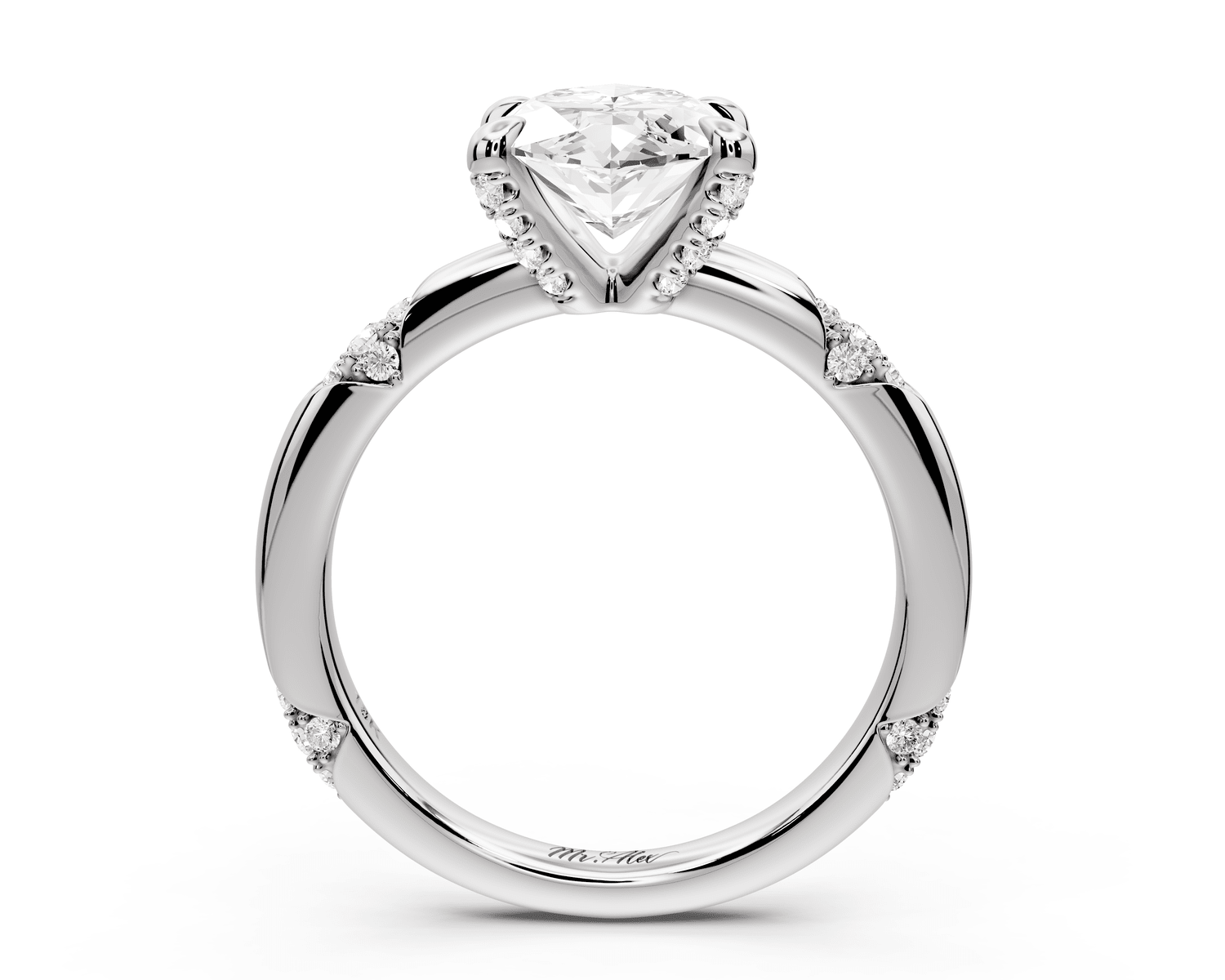 Luna - 2ct platinum marquise Diamond Crown with Flush - Set Diamond Clusters Engagement Ring - Mr. Alex Jewelry