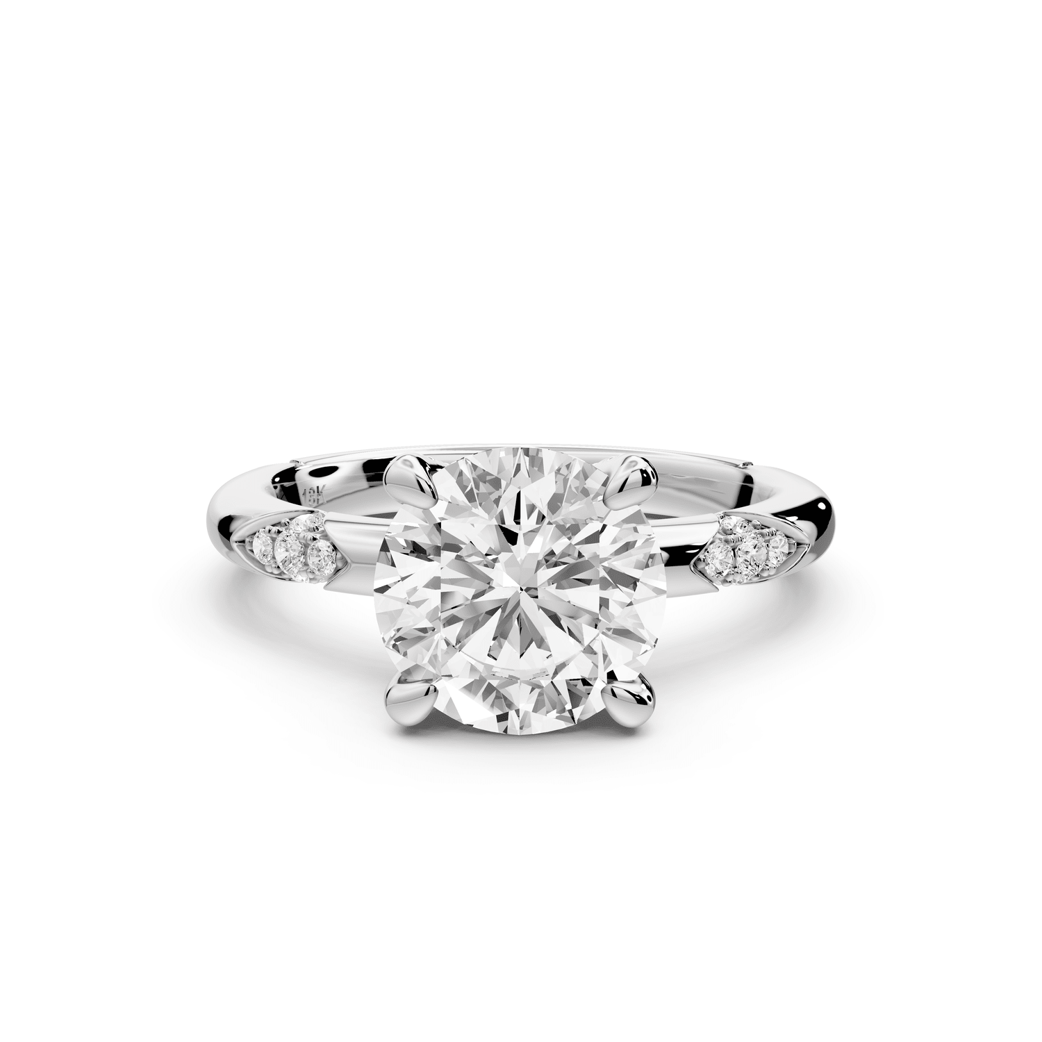 Luna - 2ct platinum round Diamond Crown with Flush - Set Diamond Clusters Engagement Ring - Mr. Alex Jewelry