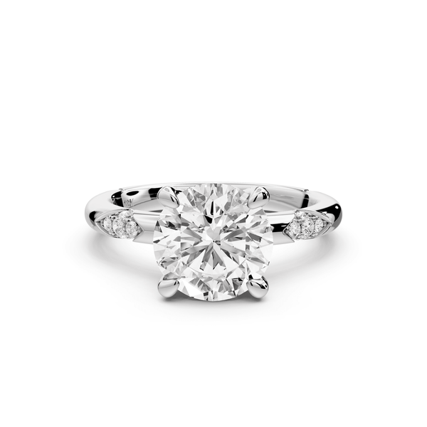 Luna - 2ct platinum round Diamond Crown with Flush - Set Diamond Clusters Engagement Ring - Mr. Alex Jewelry
