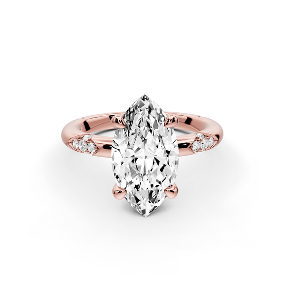 Luna - 3ct 14k rose gold marquise Diamond Crown with Flush - Set Diamond Clusters Engagement Ring - Mr. Alex Jewelry