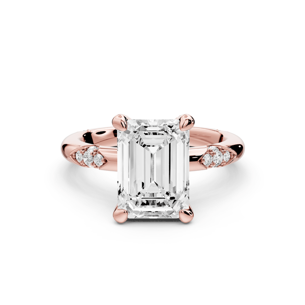 Luna - 3ct 18k rose gold emerald Diamond Crown with Flush - Set Diamond Clusters Engagement Ring - Mr. Alex Jewelry