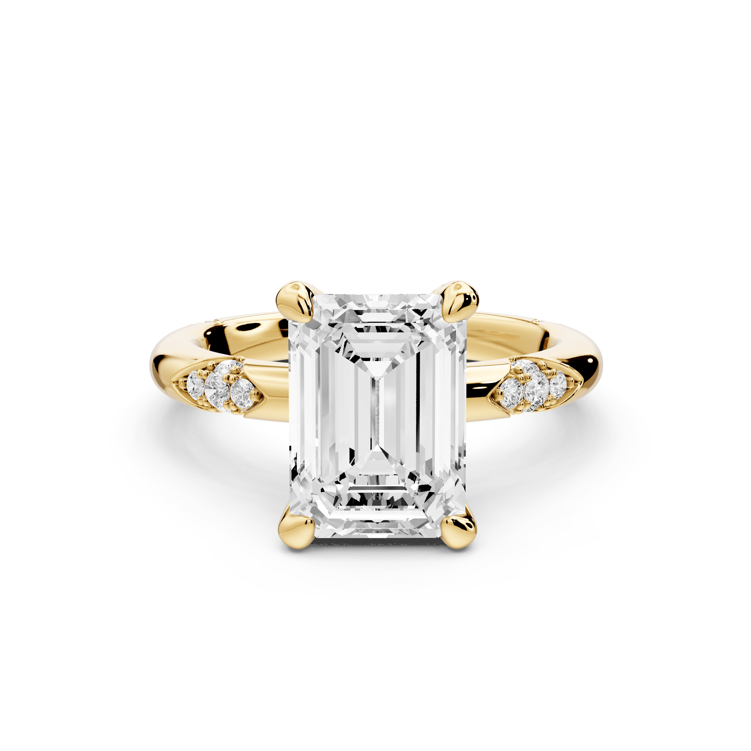 Luna - 3ct 18k yellow gold emerald Diamond Crown with Flush - Set Diamond Clusters Engagement Ring - Mr. Alex Jewelry