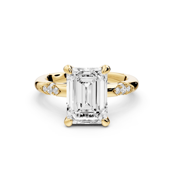 Luna - 3ct 18k yellow gold emerald Diamond Crown with Flush - Set Diamond Clusters Engagement Ring - Mr. Alex Jewelry