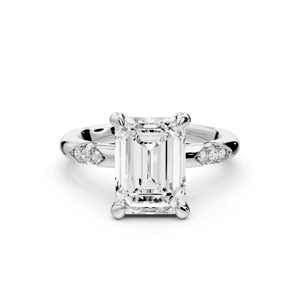 Luna - 3ct platinum emerald Diamond Crown with Flush - Set Diamond Clusters Engagement Ring - Mr. Alex Jewelry