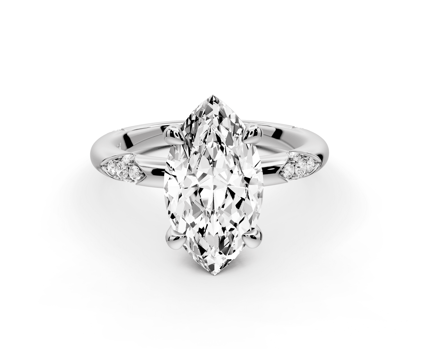 Luna - 3ct platinum marquise Diamond Crown with Flush - Set Diamond Clusters Engagement Ring - Mr. Alex Jewelry