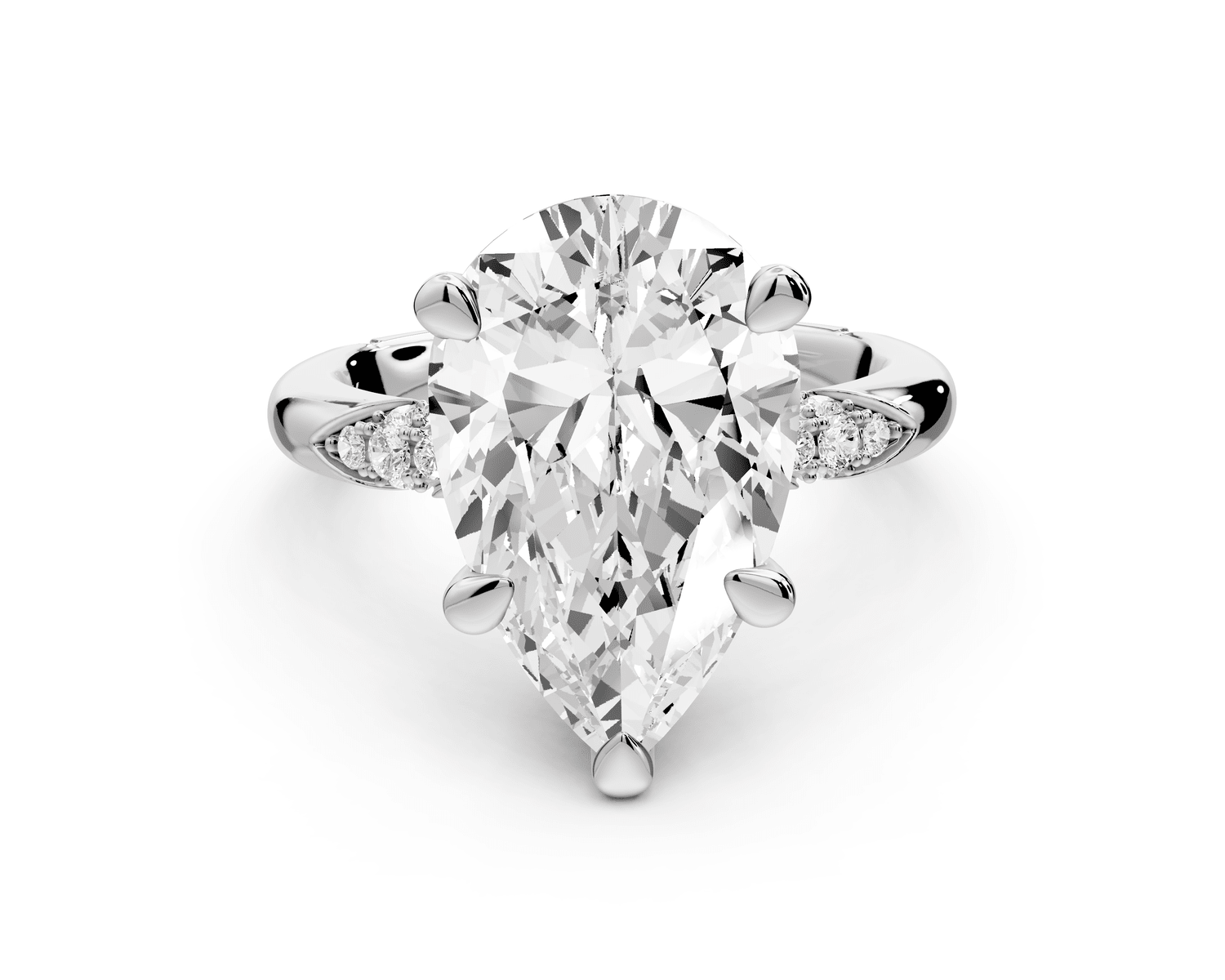 Luna - 3ct platinum pear Diamond Crown with Flush - Set Diamond Clusters Engagement Ring - Mr. Alex Jewelry