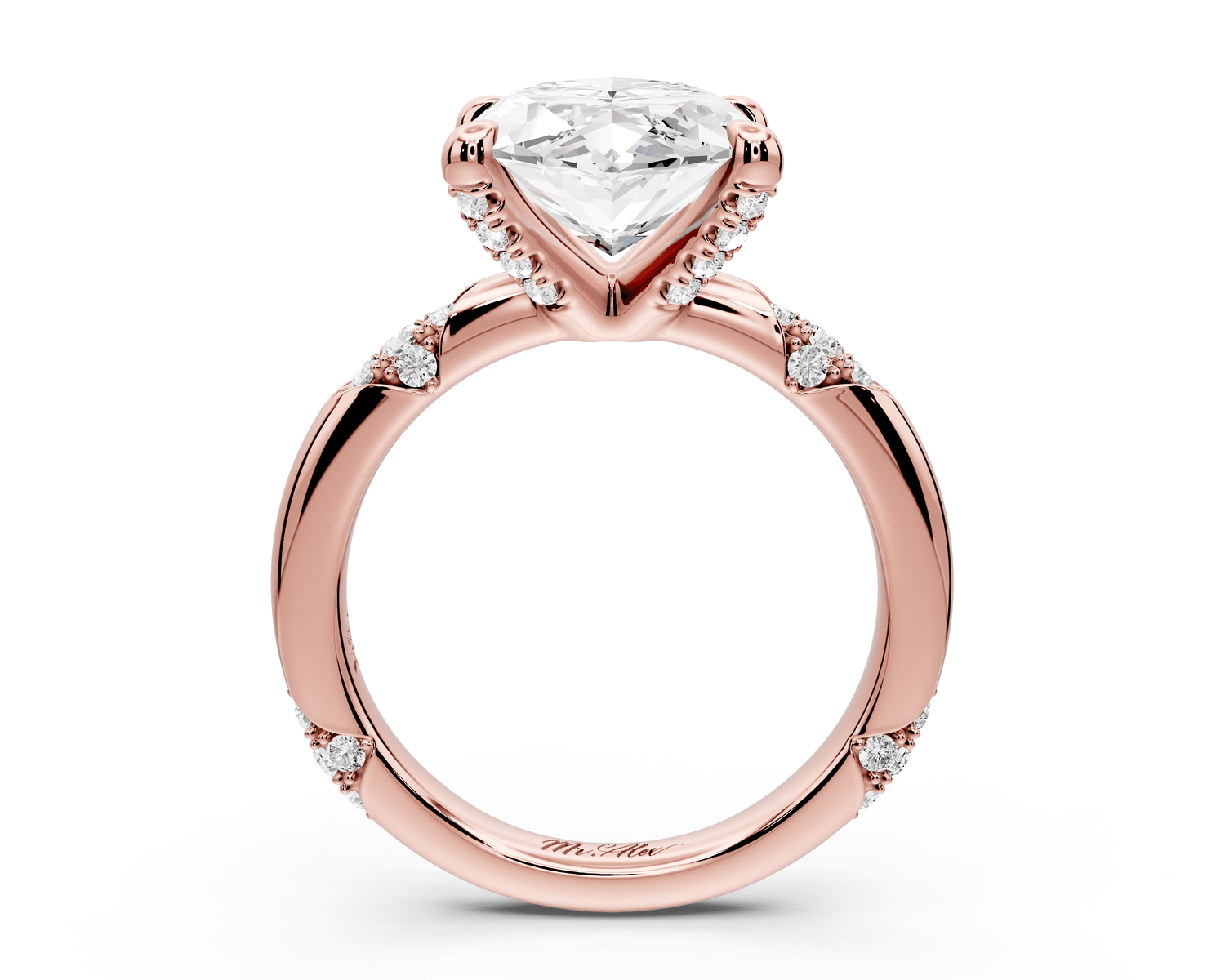 Luna - 4ct 14k rose gold marquise Diamond Crown with Flush - Set Diamond Clusters Engagement Ring - Mr. Alex Jewelry