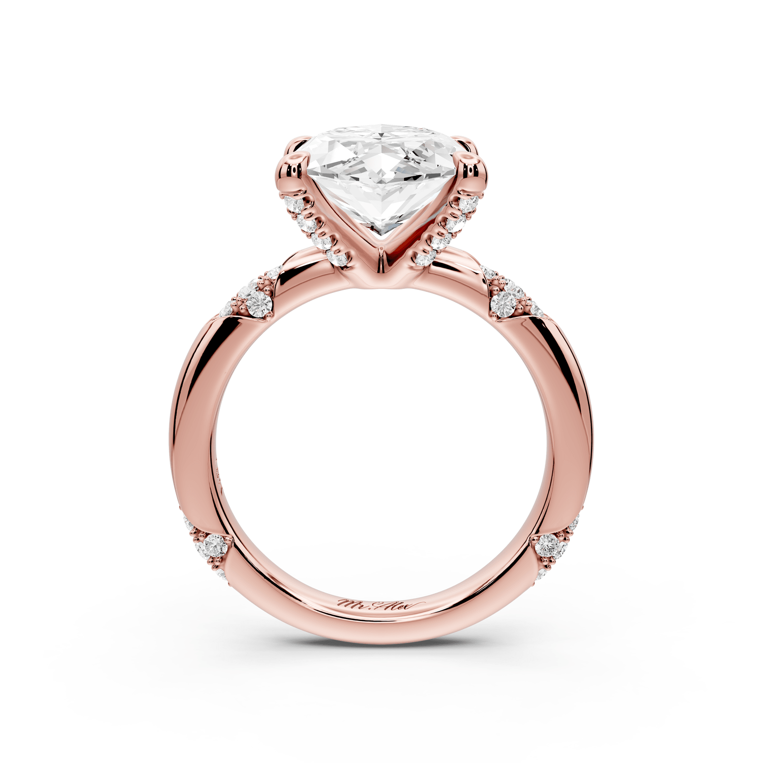 Luna - 4ct 14k rose gold marquise Diamond Crown with Flush - Set Diamond Clusters Engagement Ring - Mr. Alex Jewelry