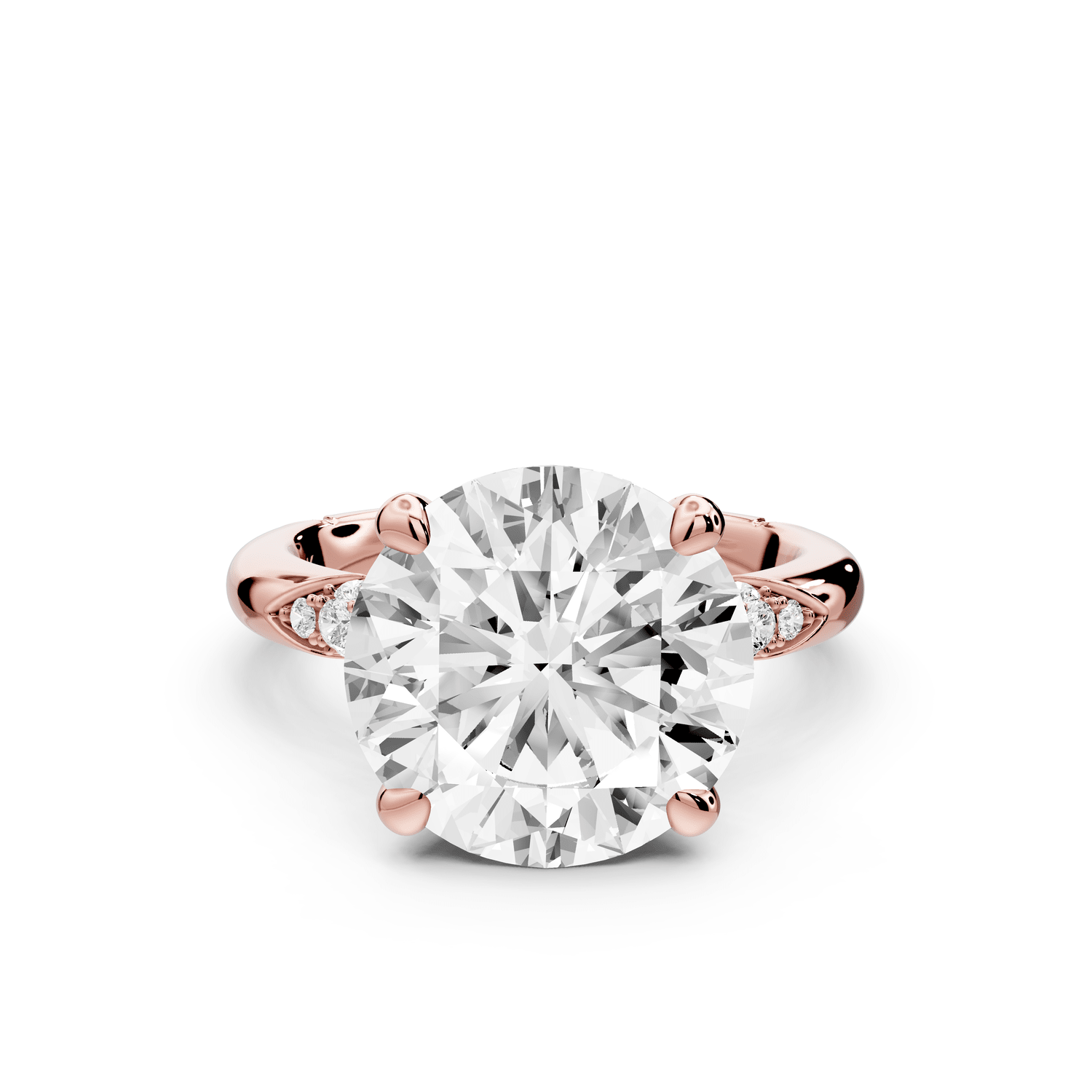 Luna - 4ct 14k rose gold oval Diamond Crown with Flush - Set Diamond Clusters Engagement Ring - Mr. Alex Jewelry