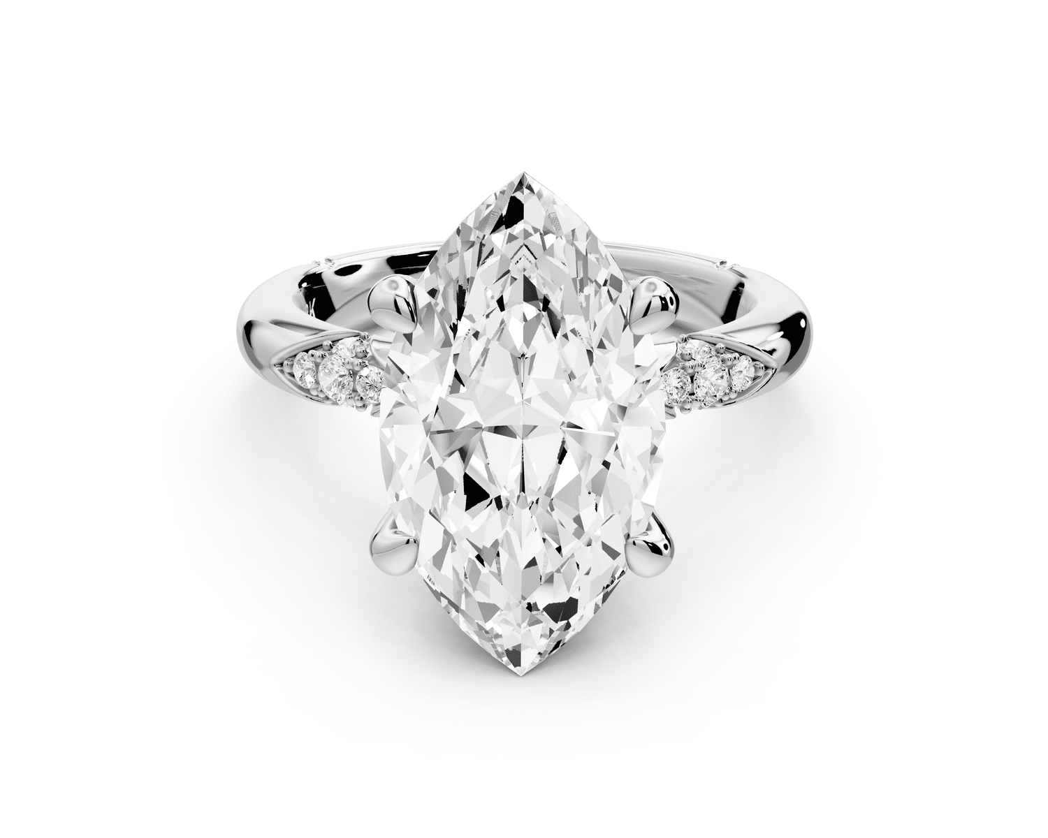 Luna - 4ct 14k white gold marquise Diamond Crown with Flush - Set Diamond Clusters Engagement Ring - Mr. Alex Jewelry