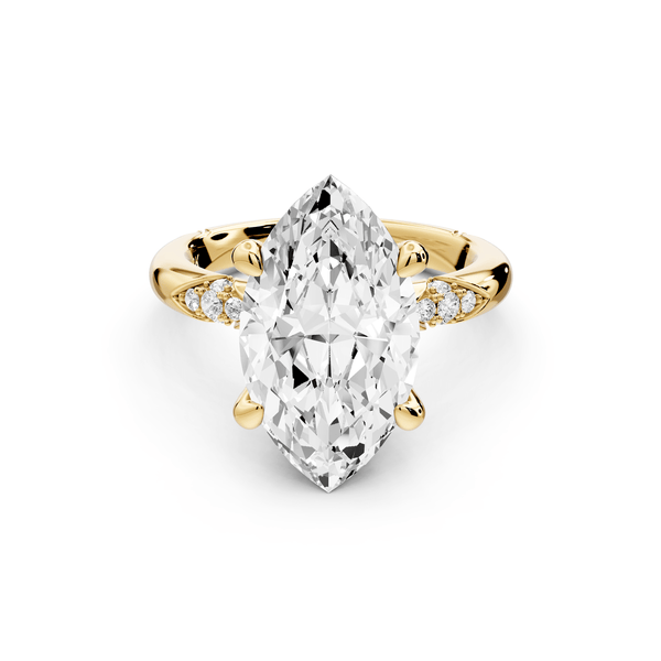 Luna - 4ct 14k yellow gold marquise Diamond Crown with Flush - Set Diamond Clusters Engagement Ring - Mr. Alex Jewelry