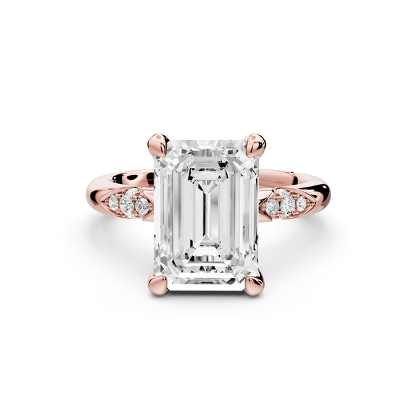 Luna - 4ct 18k rose gold emerald Diamond Crown with Flush - Set Diamond Clusters Engagement Ring - Mr. Alex Jewelry